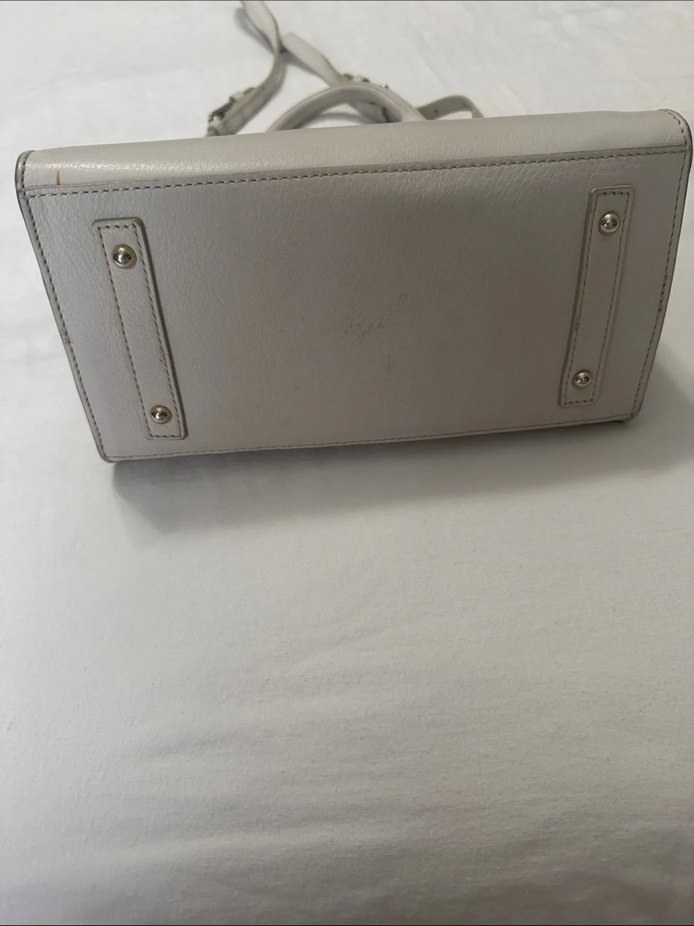 Dooney & Bourke Cream Structured Leather Top-Handle Satchel